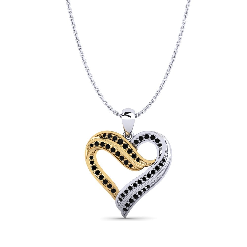 14ct White & Yellow Gold Black Sapphire Women's Pendant Inge