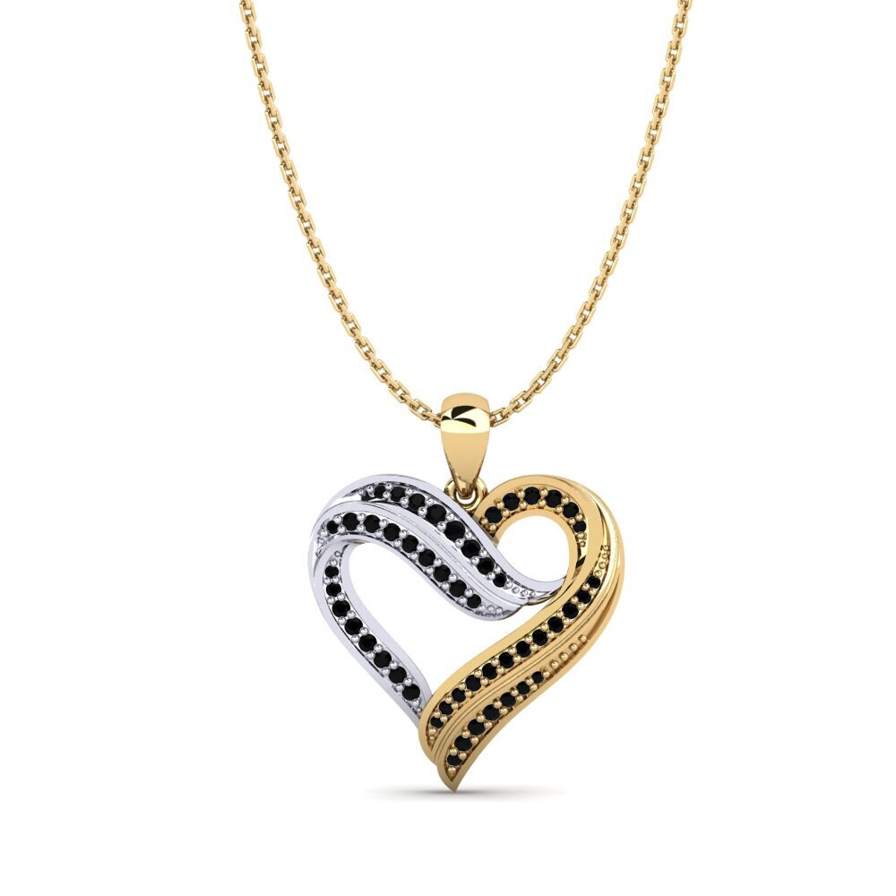 14ct Yellow & White Gold Black Sapphire Women's Pendant Inge
