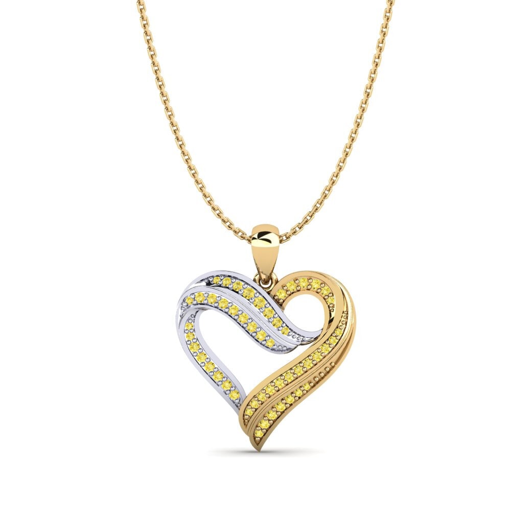 14ct Yellow & White Gold Yellow Sapphire Women's Pendant Inge