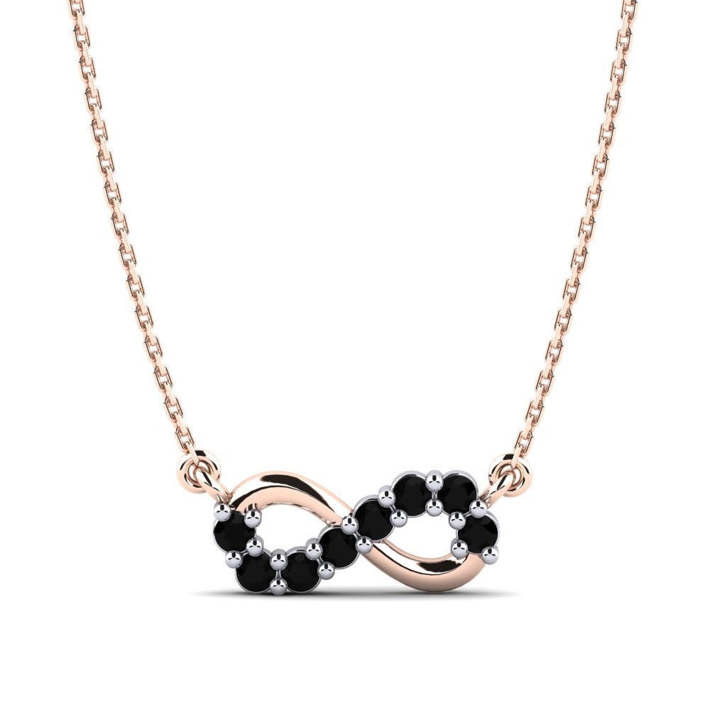 14ct Rose & White Gold Black Sapphire Women's Necklace Serafina
