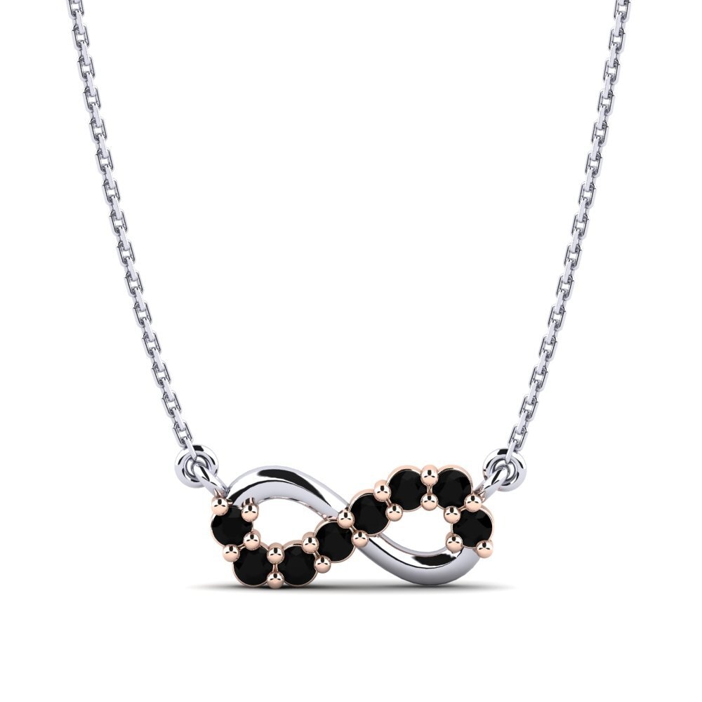 14ct White & Rose Gold Black Sapphire Women's Necklace Serafina