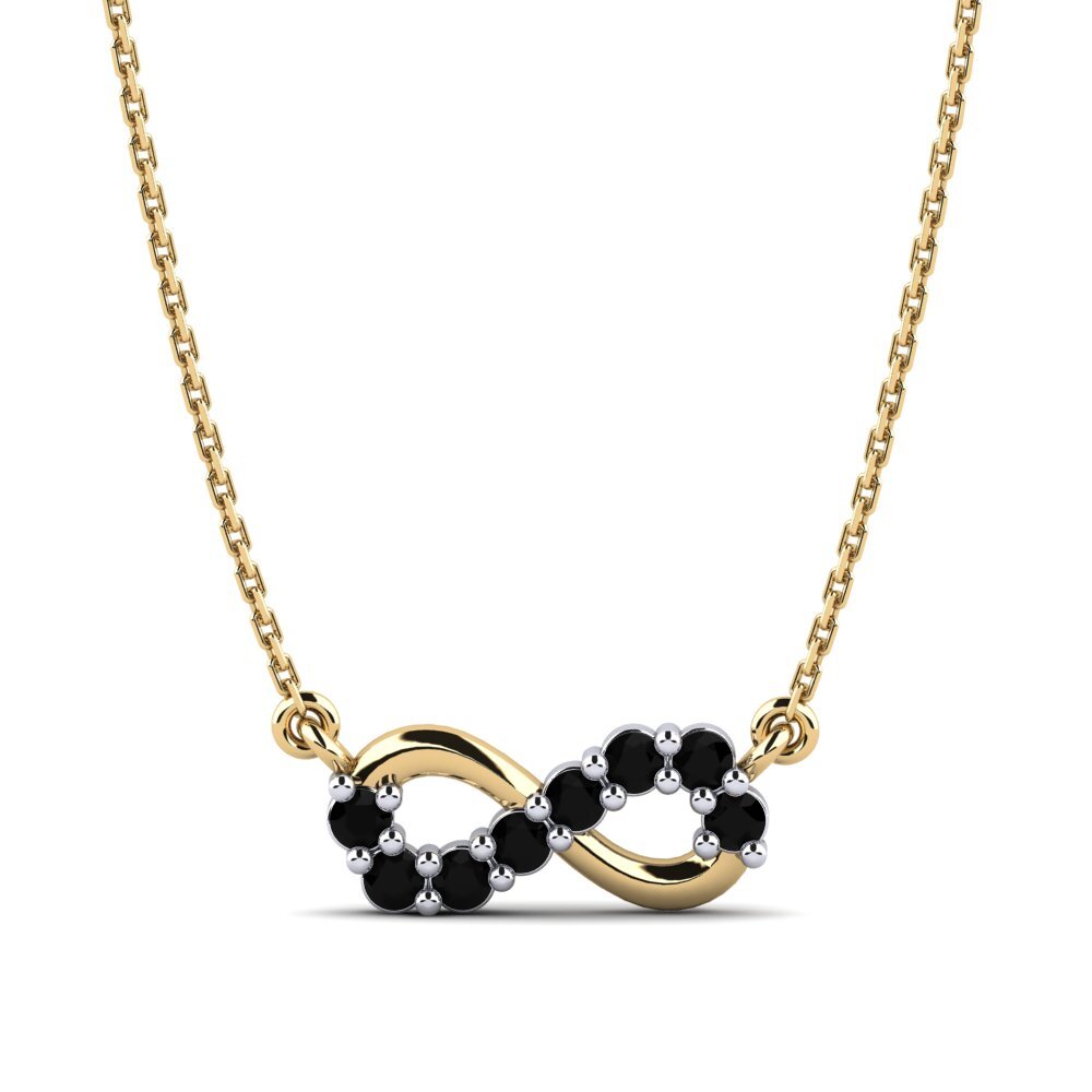 14ct Yellow & White Gold Black Sapphire Women's Necklace Serafina