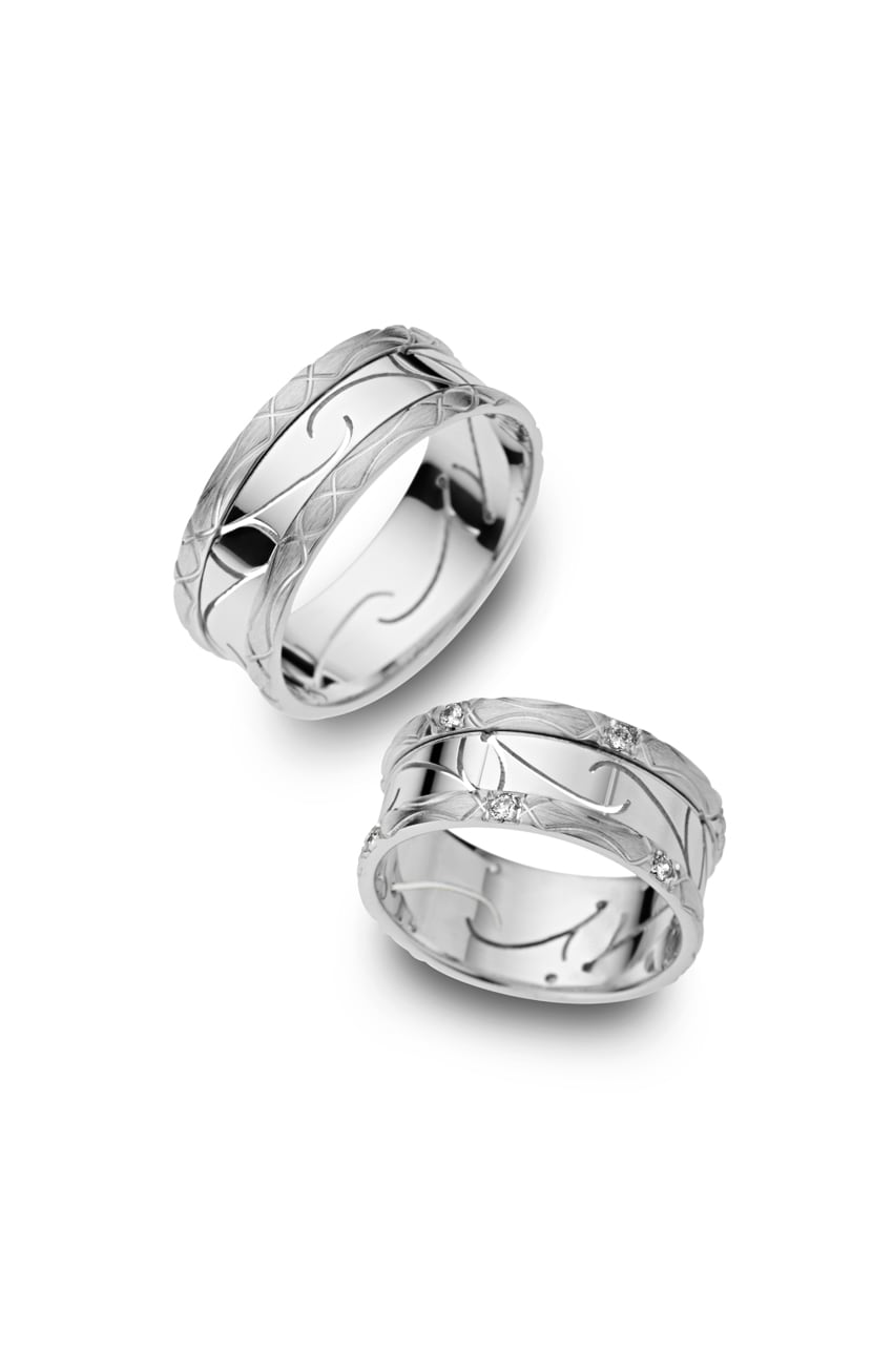 9ct White Gold Zirconia Wedding Ring Golden Destiny