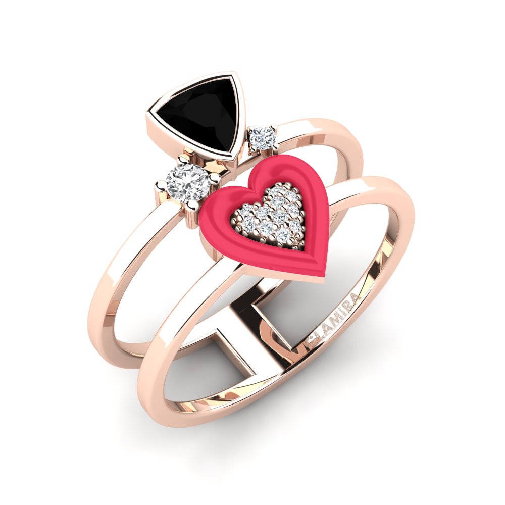 9k Rose Gold Black Onyx Ring Affollata