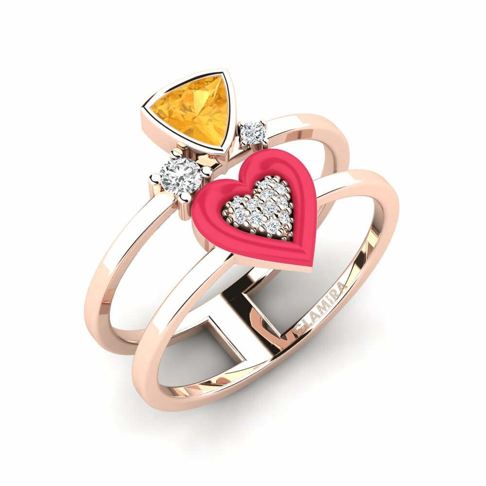 9k Rose Gold Citrine Ring Affollata