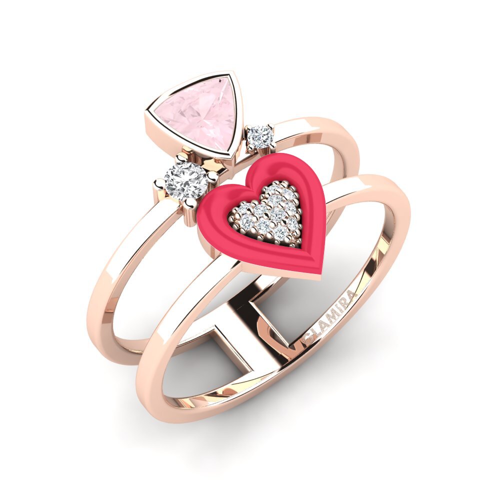 9k Rose Gold Rose Quartz Ring Affollata