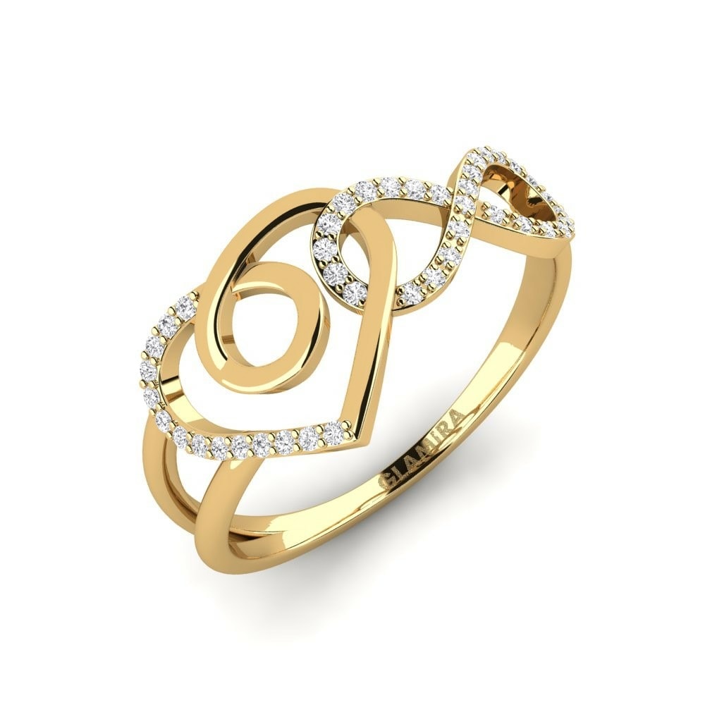 Heart Rings Amados 585 Yellow Gold White Sapphire