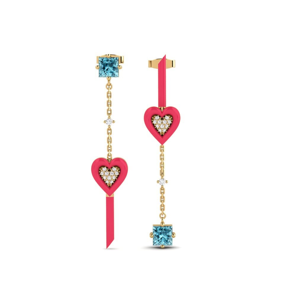 Pendientes Circón Azul Gotas y cuelgan