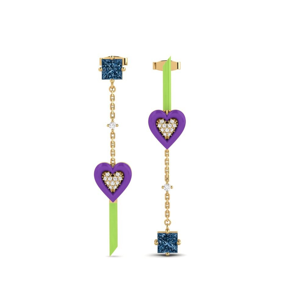 Drops & Dangle Blue Diamond Earrings