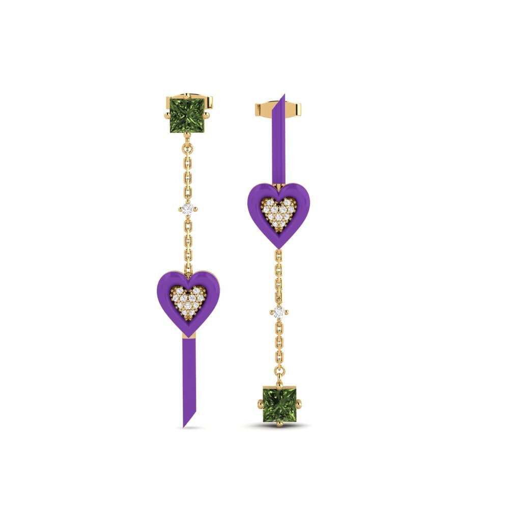 Pendientes Zafiro Verde Gotas y cuelgan