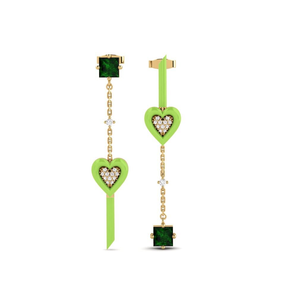 Pendientes Turmalina verde Gotas y cuelgan