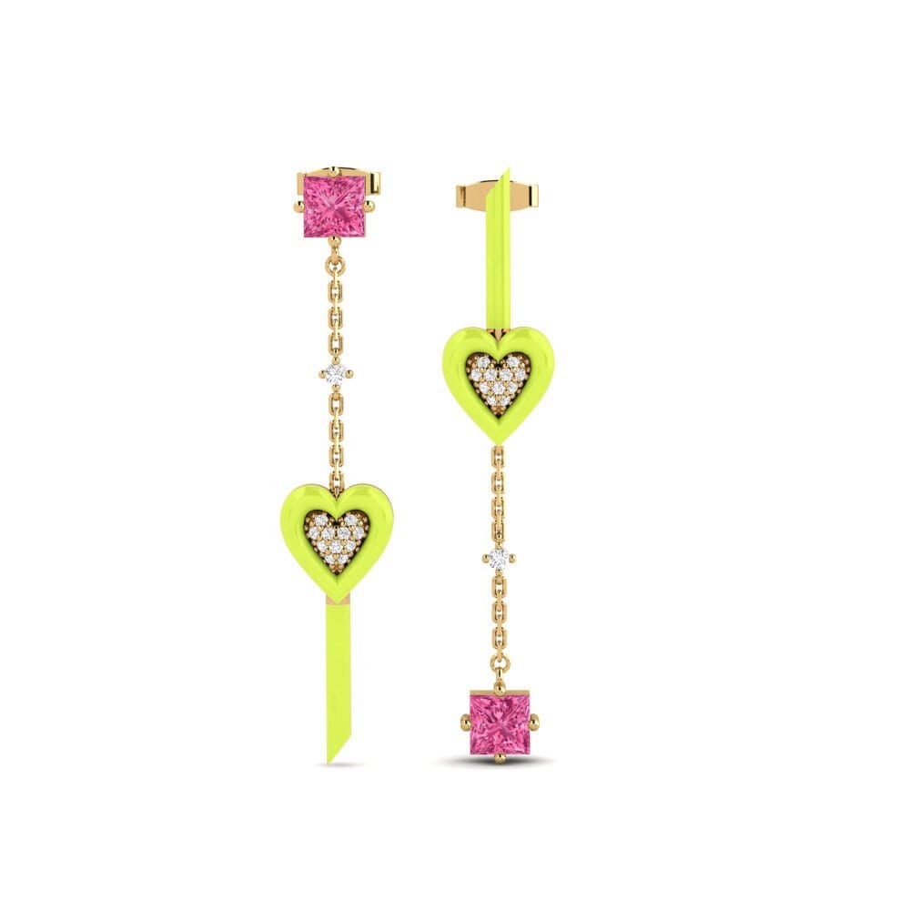 Pendientes Turmalina rosa Gotas y cuelgan