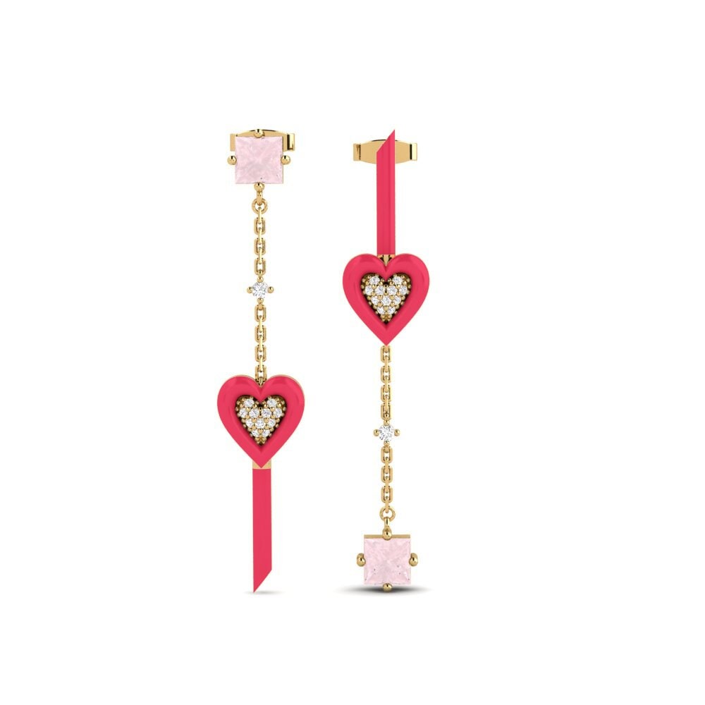 Pendientes Cuarzo rosa Gotas y cuelgan