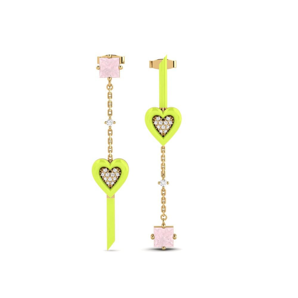 Pendientes Cuarzo rosa Gotas y cuelgan