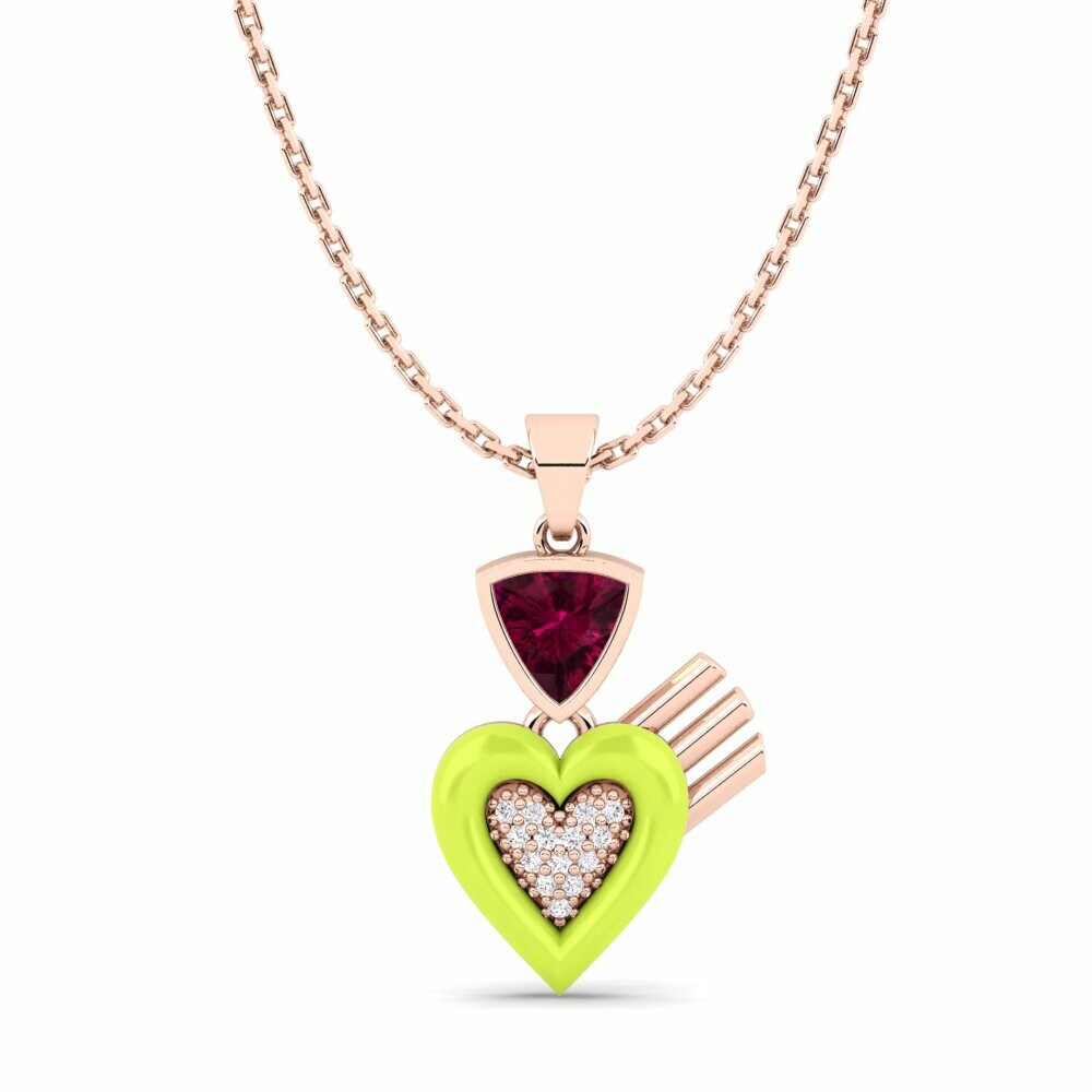 Vàng Hồng 9K Đá Rhodolite Mặt dây chuyền nữ Angellove
