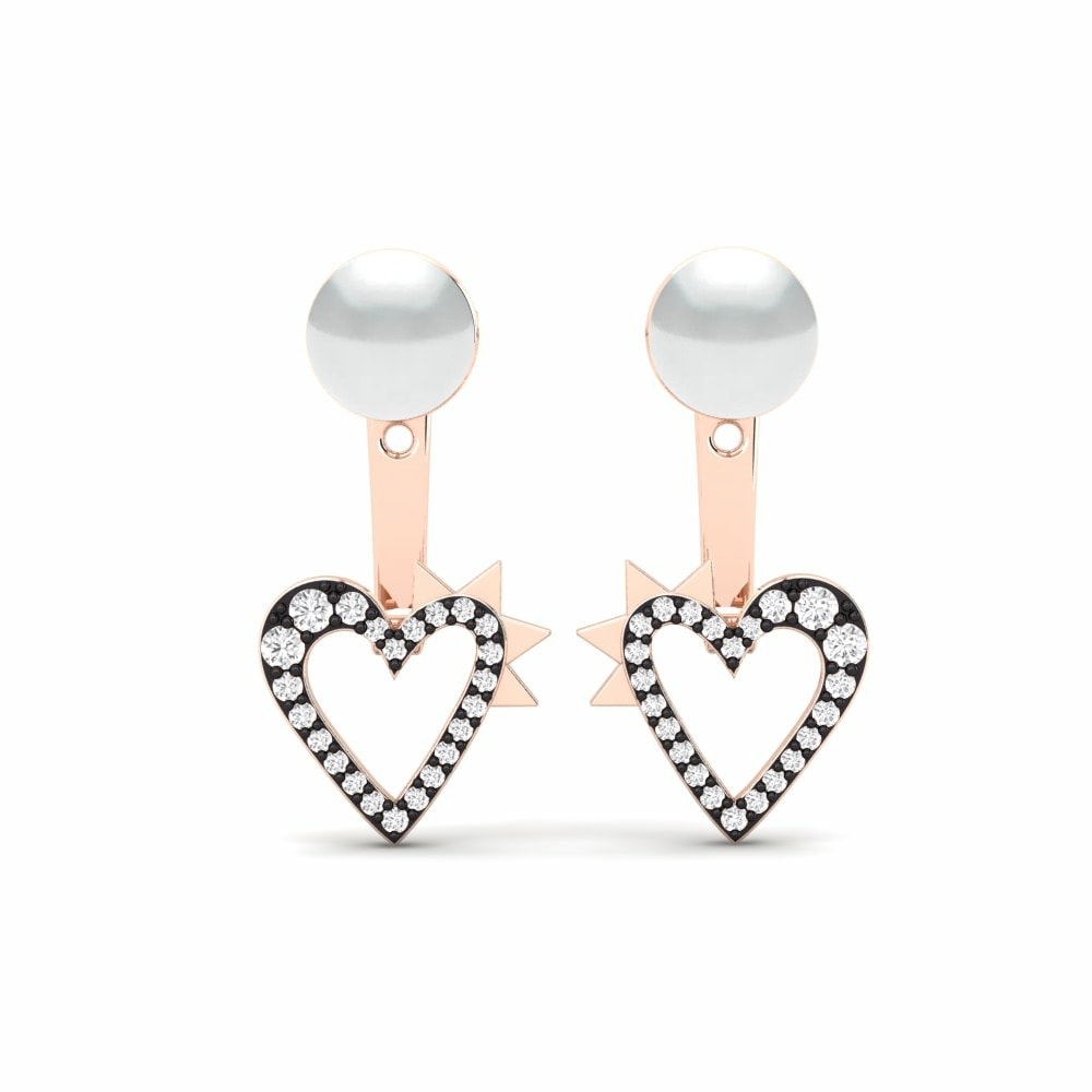 Pearl Fearless Earring Blackheart 585 Rose Gold with Black Rhodium White Sapphire