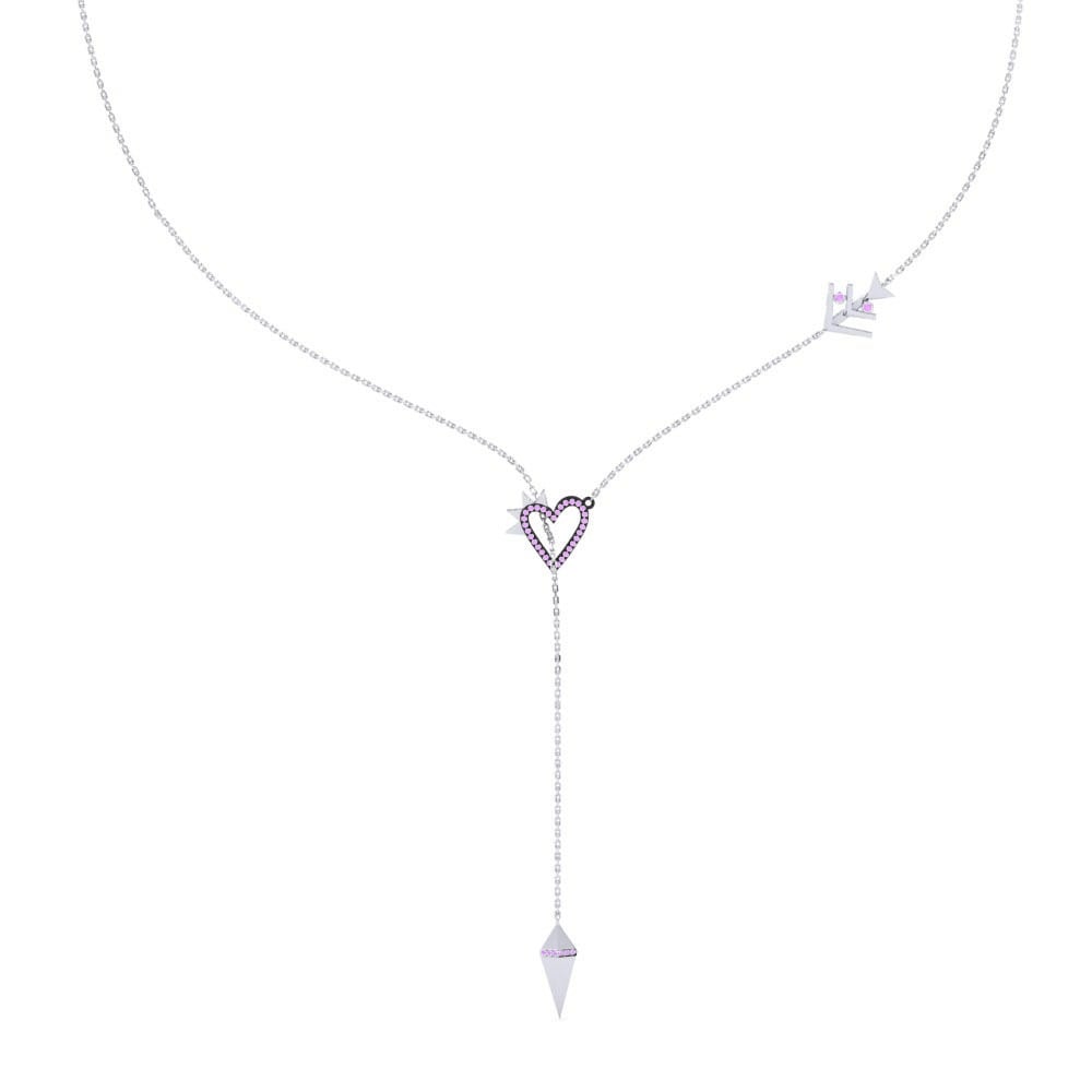 Lariat Fearless Necklace Cythera 585 White Gold with Black Rhodium Amethyst
