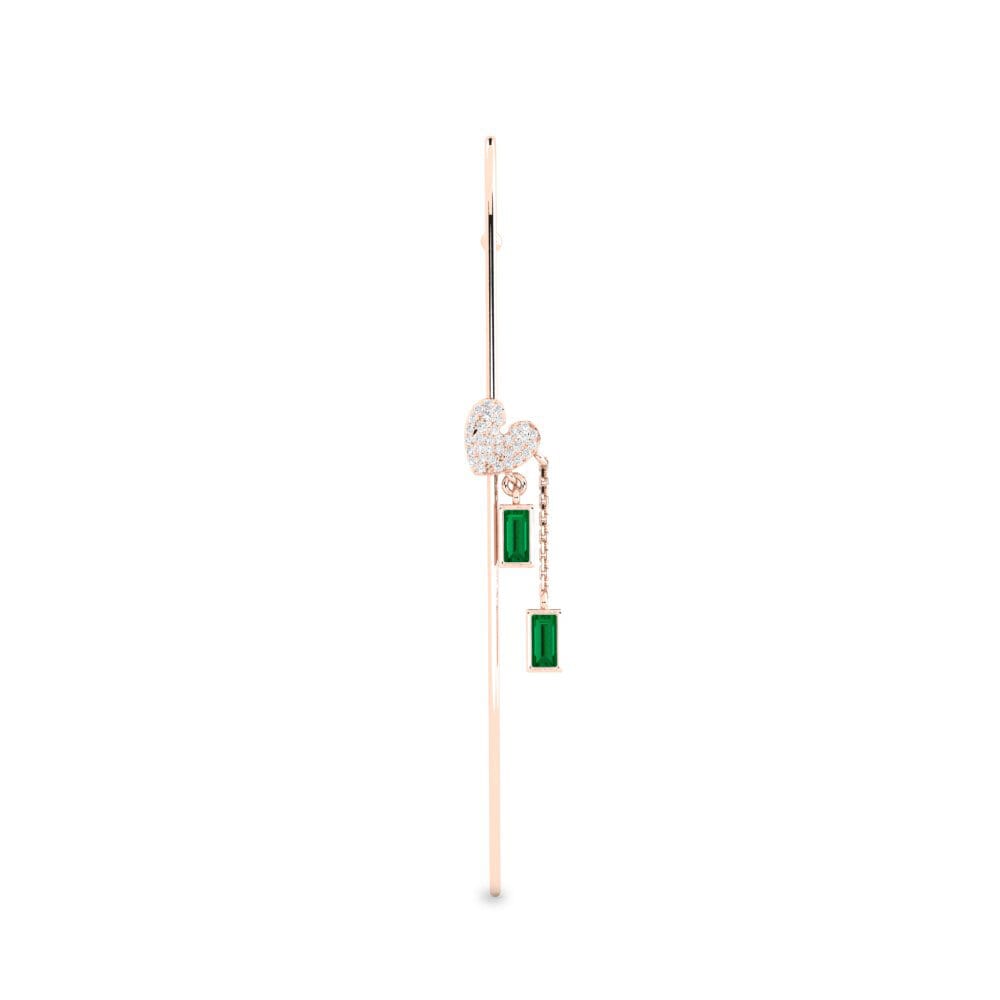Rotgold 585 Grüner Zirkonia Ohrpiercings Czysty
