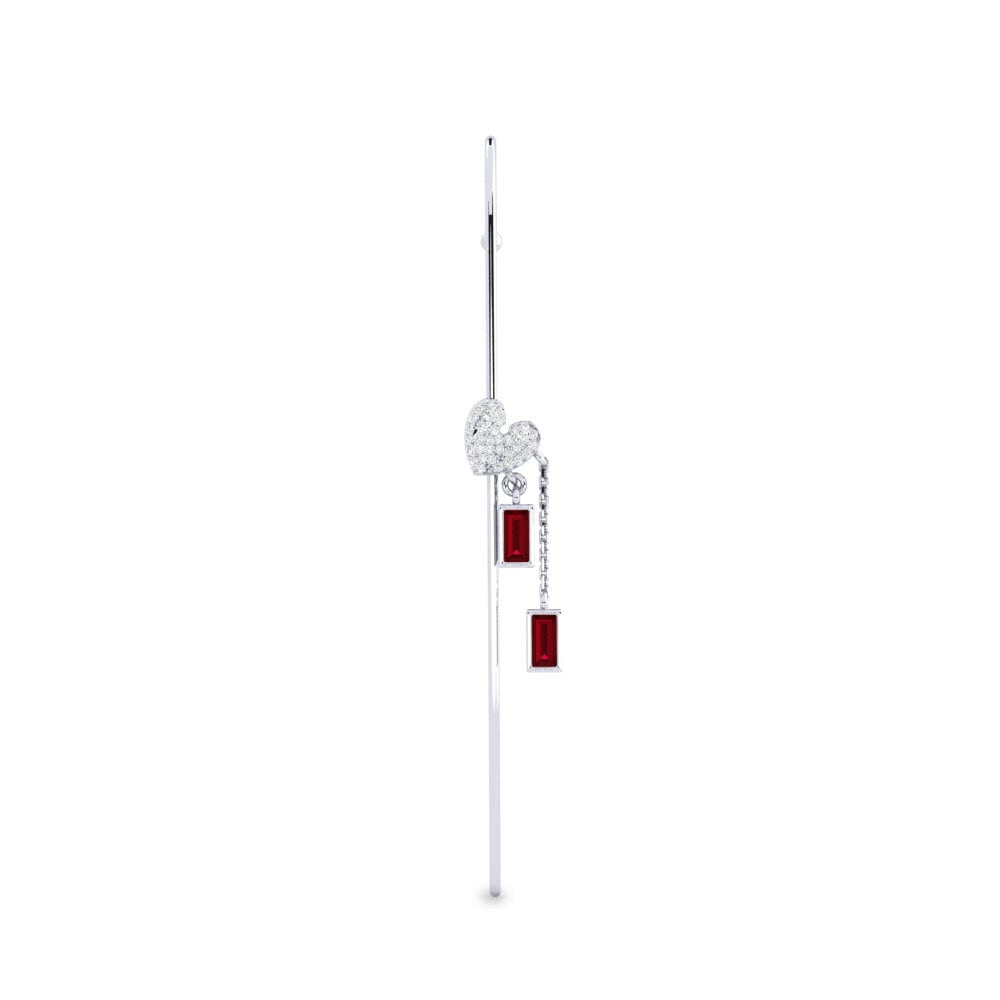 White Silver Red Zirconia Ear Piercing Czysty