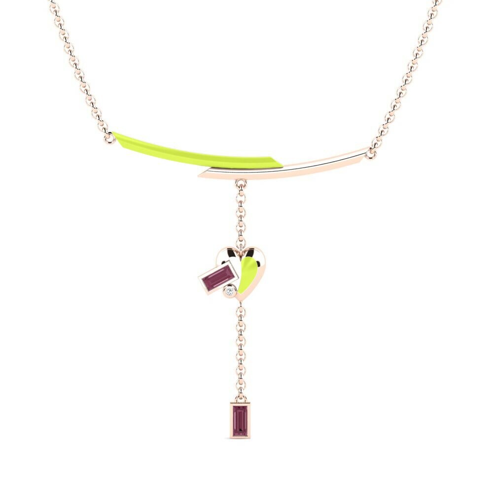 Vàng Hồng 9K Đá Rhodolite Dây chuyền nữ Eccitazioner