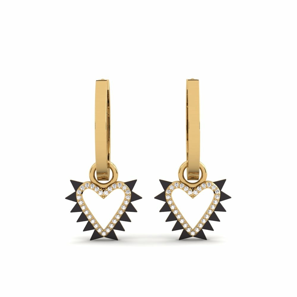 Huggies & Hoops Fearless Earring Fearlessly C 585 Yellow Gold with Black Rhodium White Sapphire
