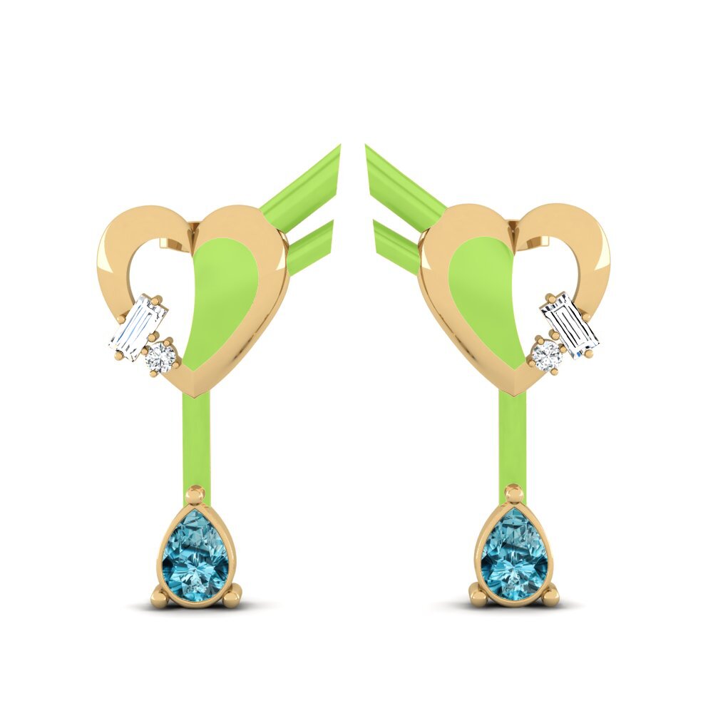 Pendientes Circón Azul Pendientes de botón