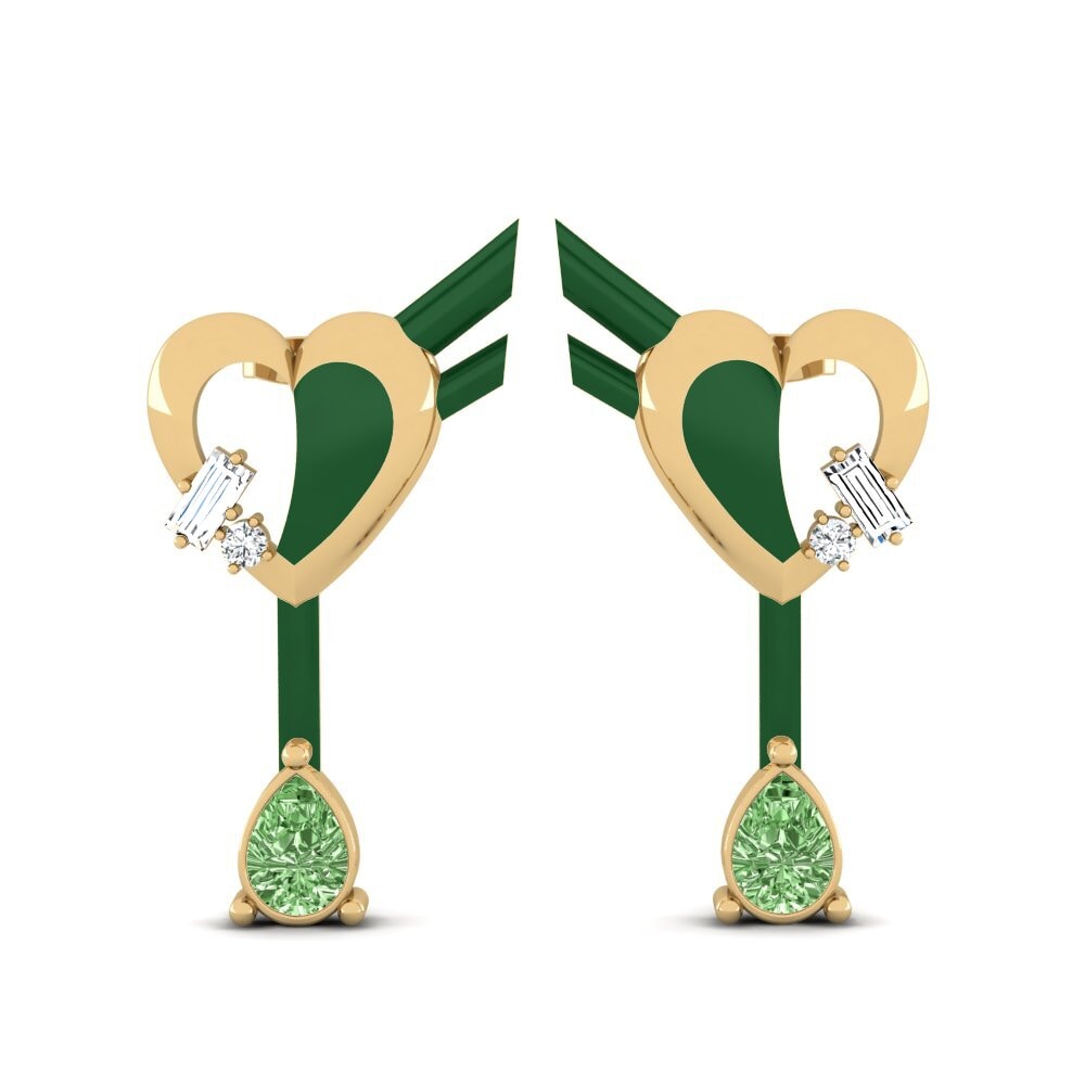 Pendientes Diamante Verde Pendientes de botón