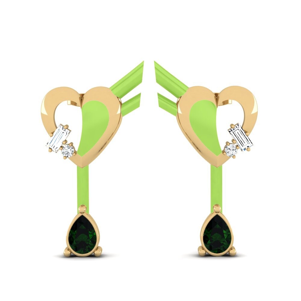 Pendientes Turmalina verde Pendientes de botón