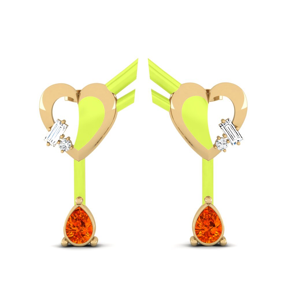 Studs Orange Sapphire Earrings