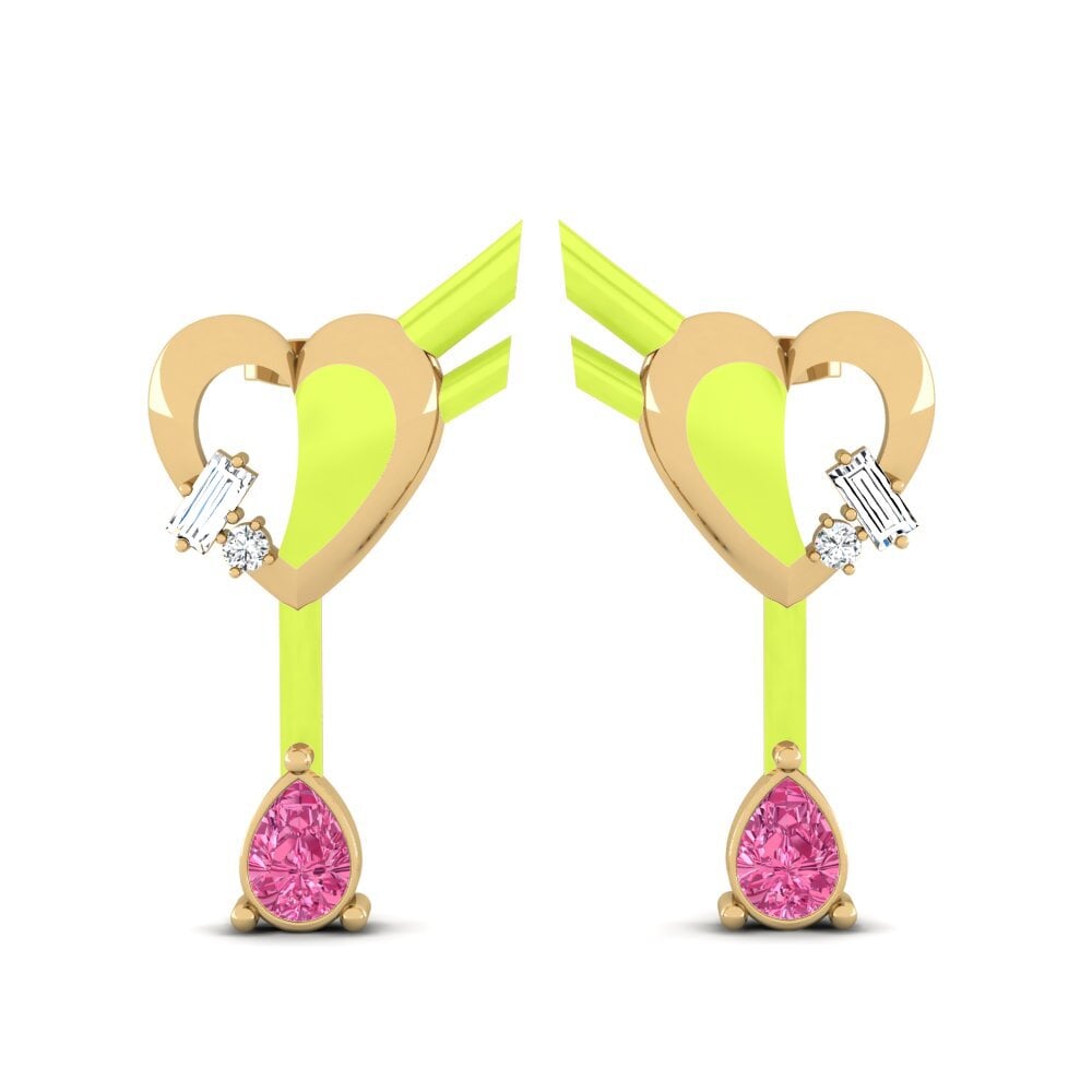 Pendientes Turmalina rosa Pendientes de botón