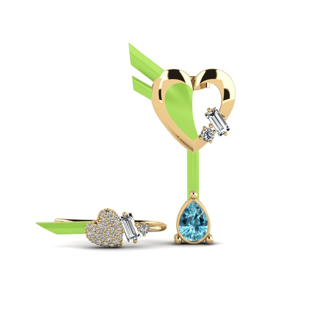 Pendientes Circón Azul Trepadores