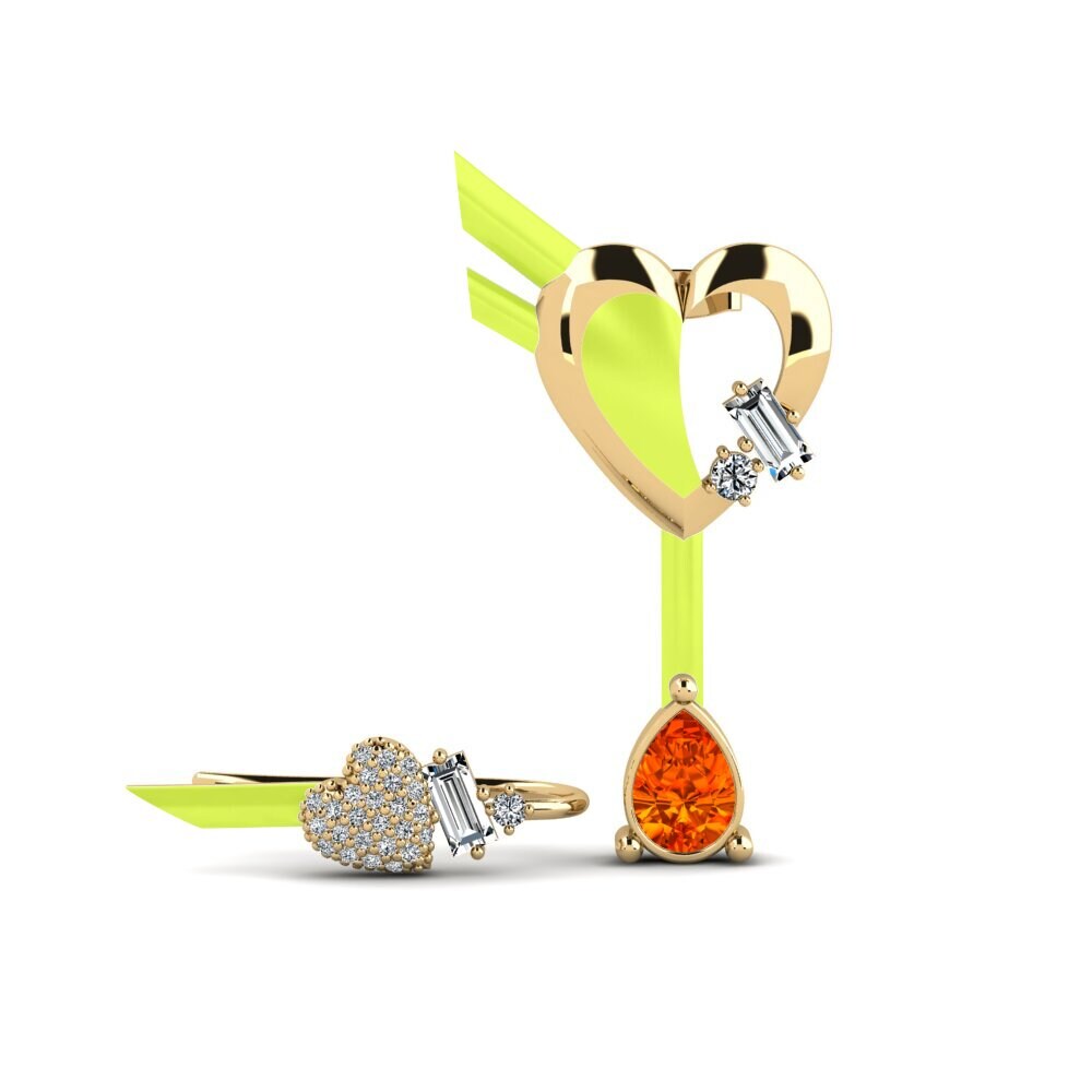 Climber Orange Sapphire Earrings