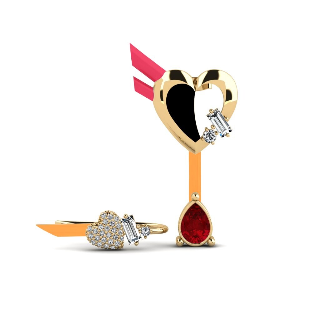 Climber Red Zirconia Earrings