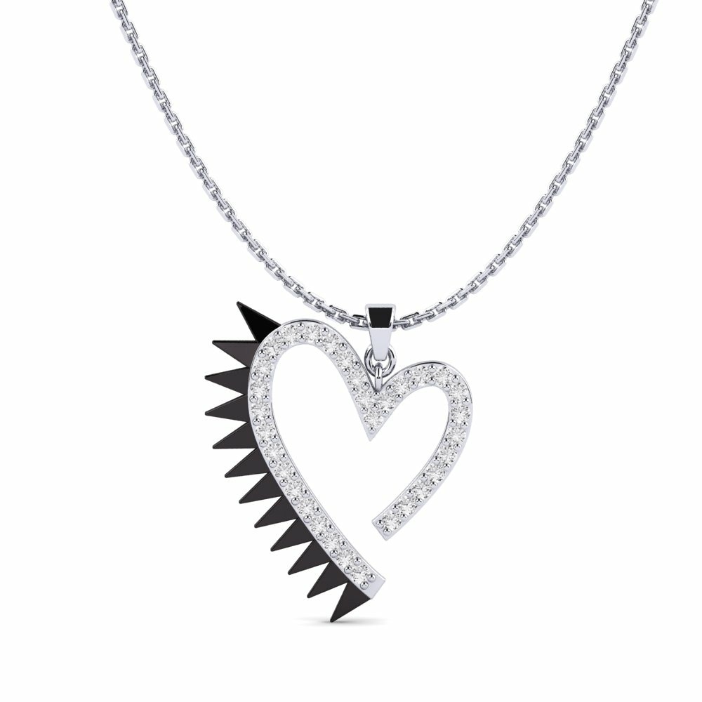 Heart Fearless Iconic 585 White Gold with Black Rhodium White Sapphire