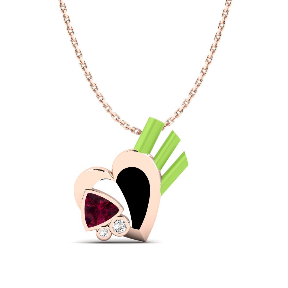 Vàng Hồng 18K Đá Rhodolite Mặt dây chuyền nữ Immense