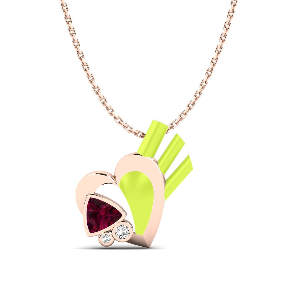 Vàng Hồng 9K Đá Rhodolite Mặt dây chuyền nữ Immense