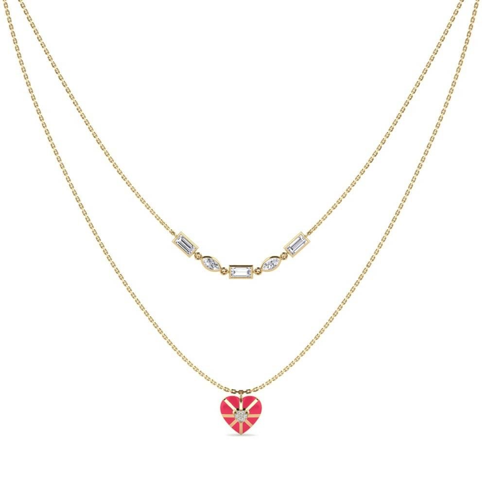 Layering Every Colour Necklace Maroon 585 Yellow Gold Diamond