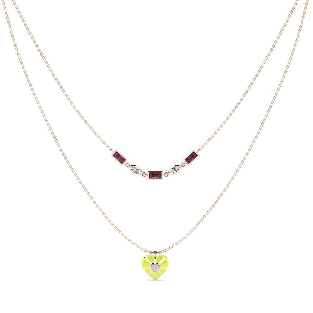 Vàng Hồng 9K Đá Rhodolite Dây chuyền nữ Maroon