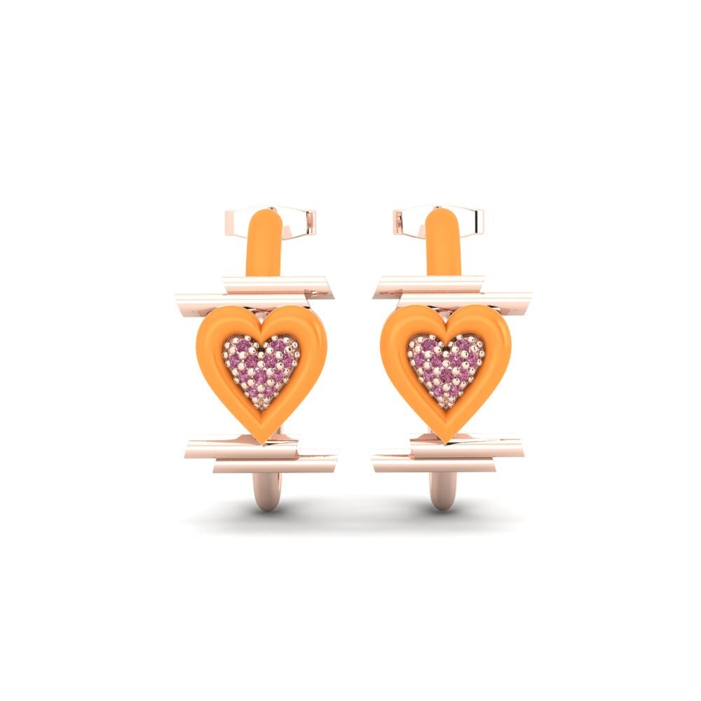 Pendientes 14k Oro Rosa Granate Rhodolite Huggies y aros