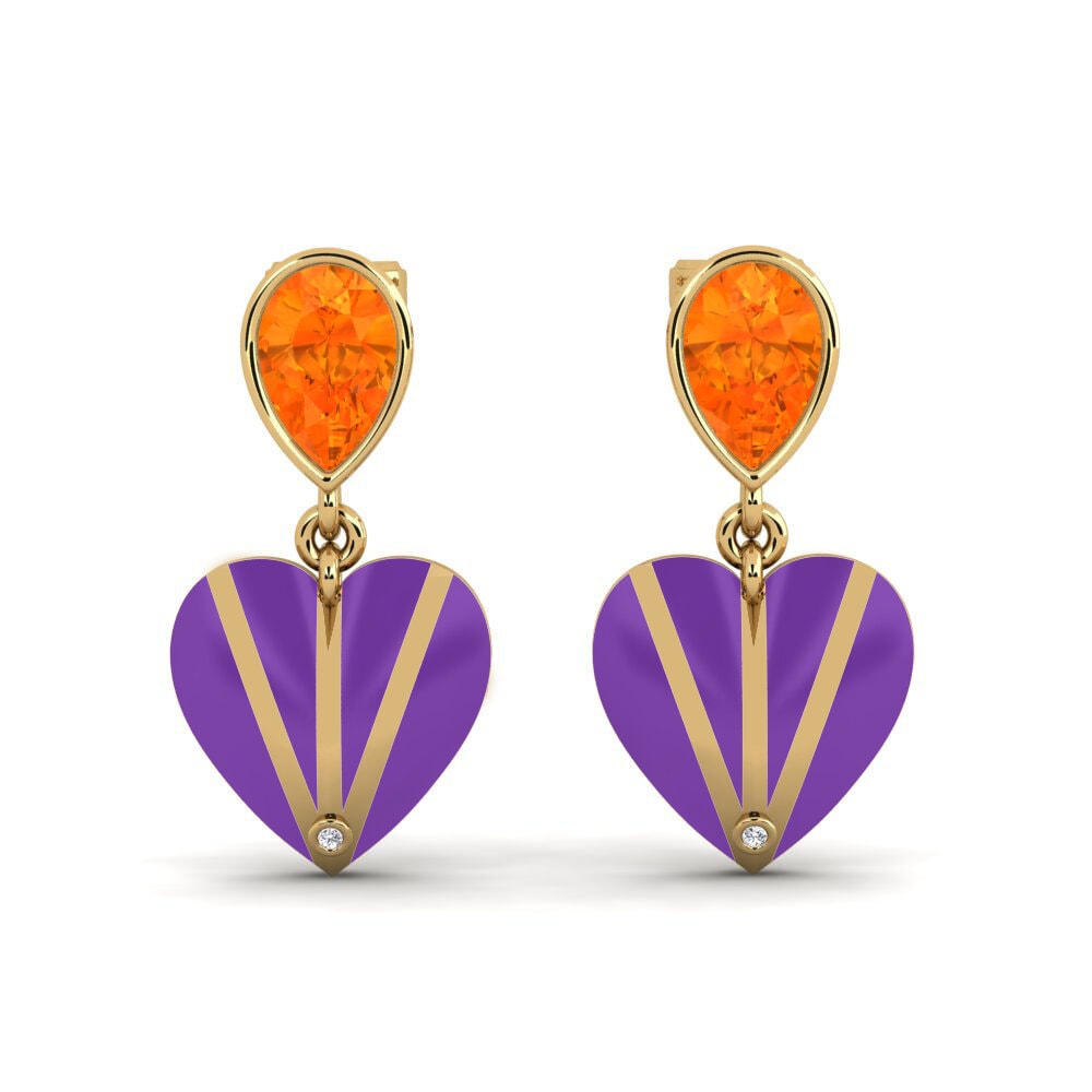 Boucle d'oreille femme Purpleheart Saphir orange