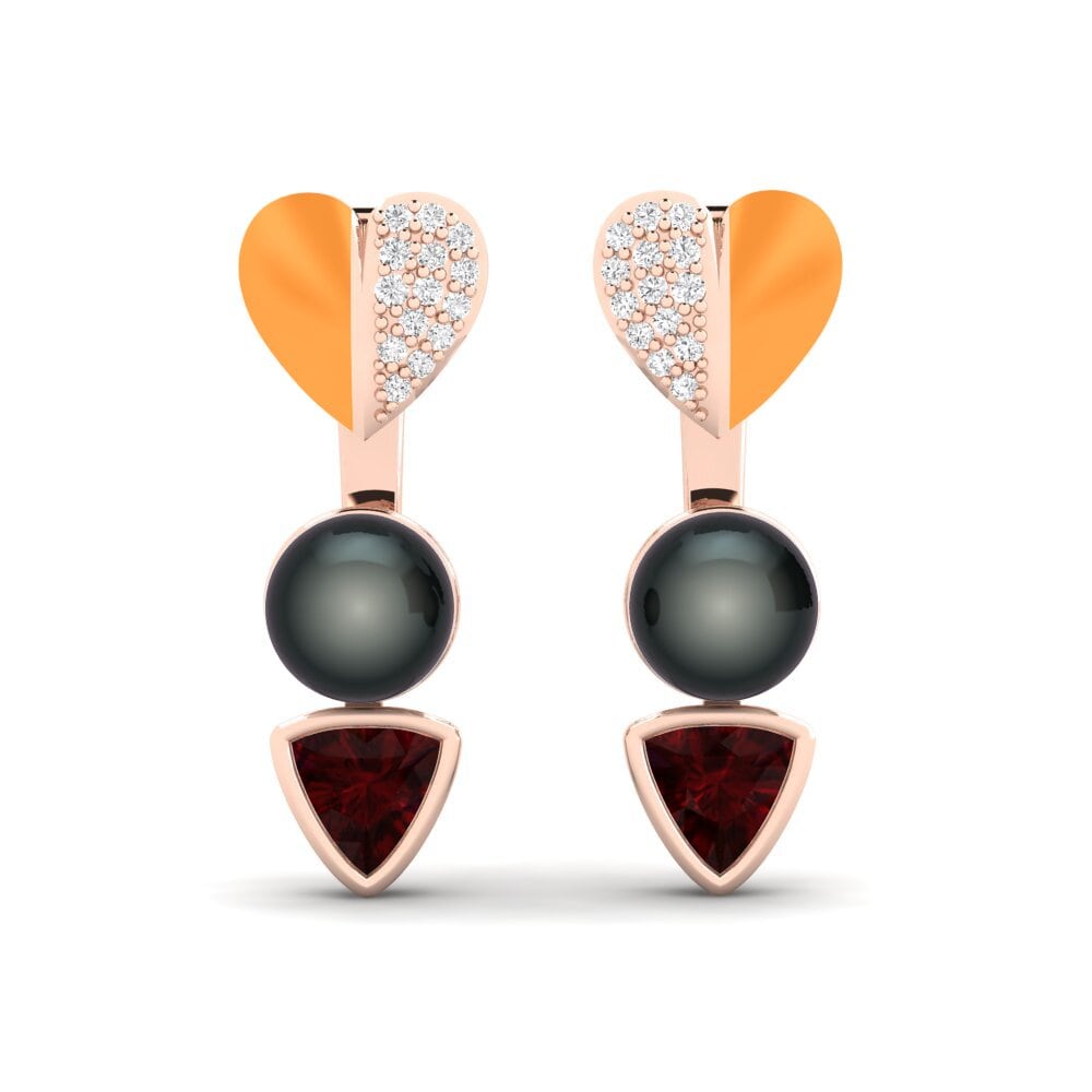 Pendientes Granate Perlas