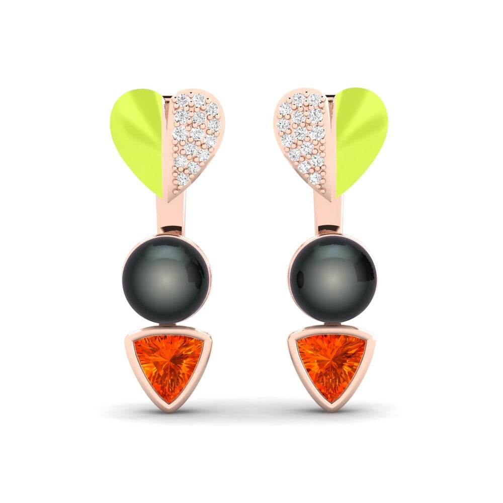 Cultured Pearls Orange Sapphire Earrings