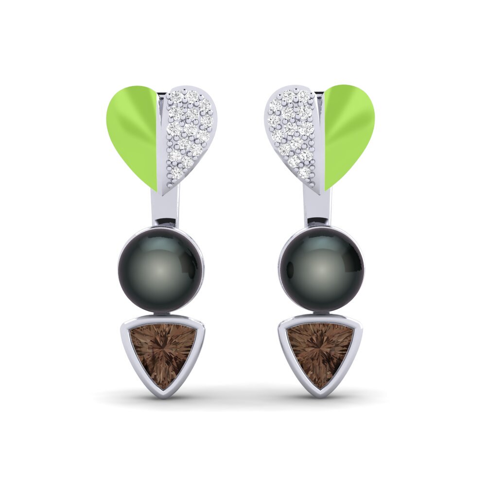 18ct White Gold Smoky Quartz Women's Earring Sepia