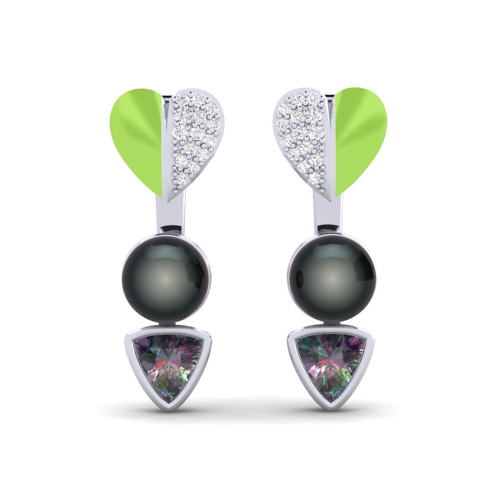 14ct White Gold Mystic Topaz Women's Earring Sepia