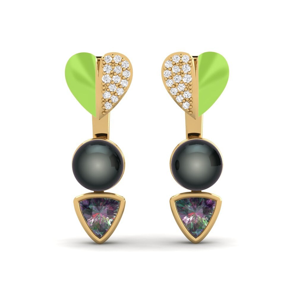 14ct Yellow Gold Mystic Topaz Women's Earring Sepia