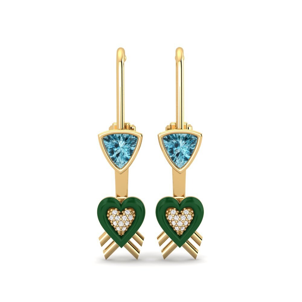 Pendientes Circón Azul Suspender
