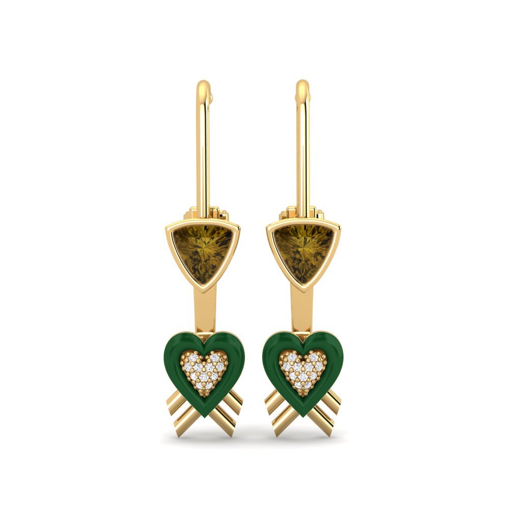 Pendientes Circón Marrón Suspender