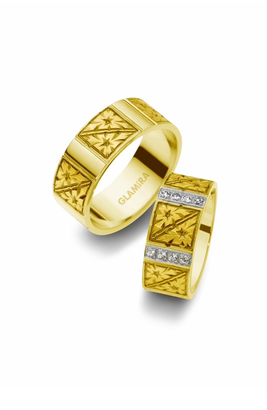 Fancy 14k Yellow Gold Wedding Ring Noble Element