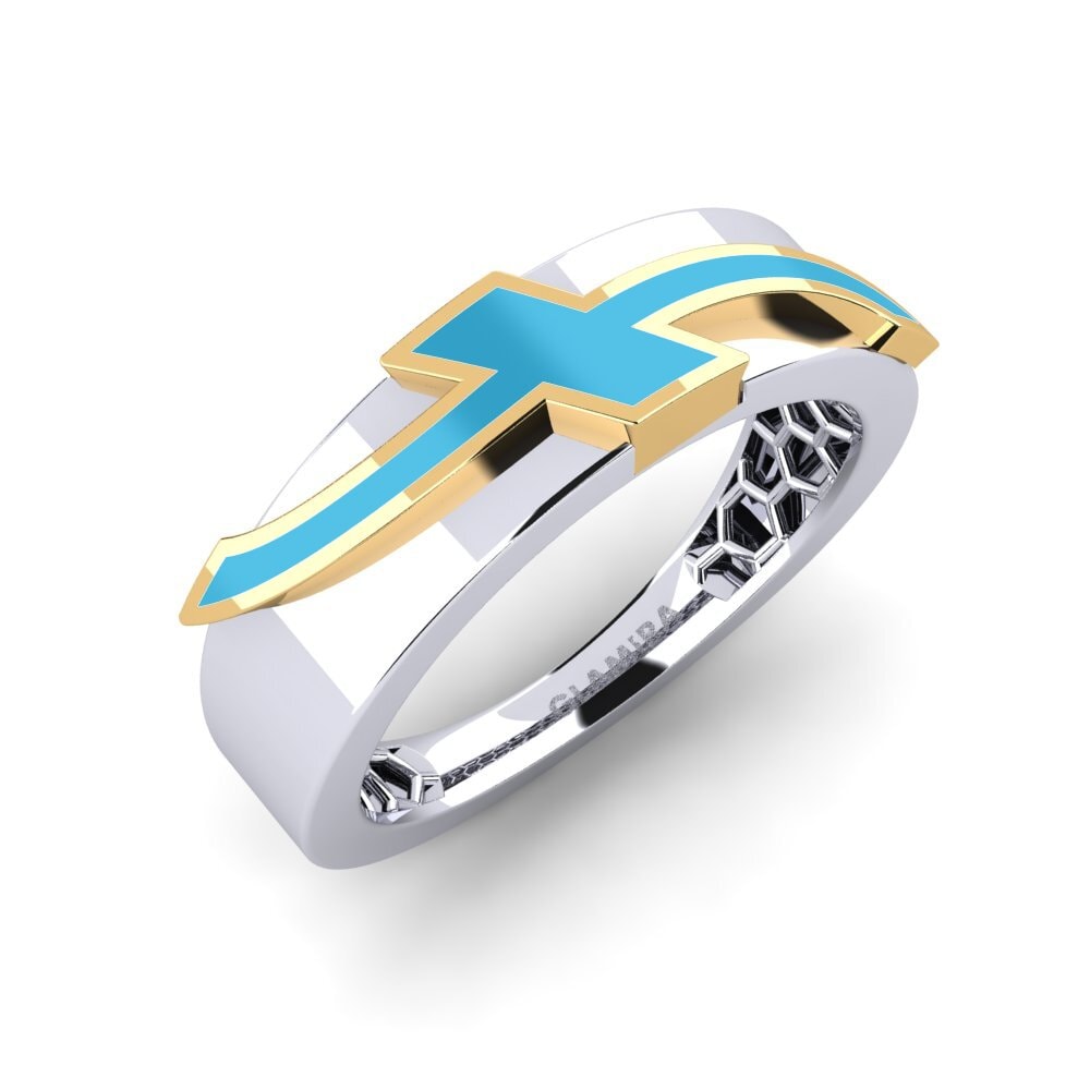9k Oro Blanco & Amarillo Anillo Hunts