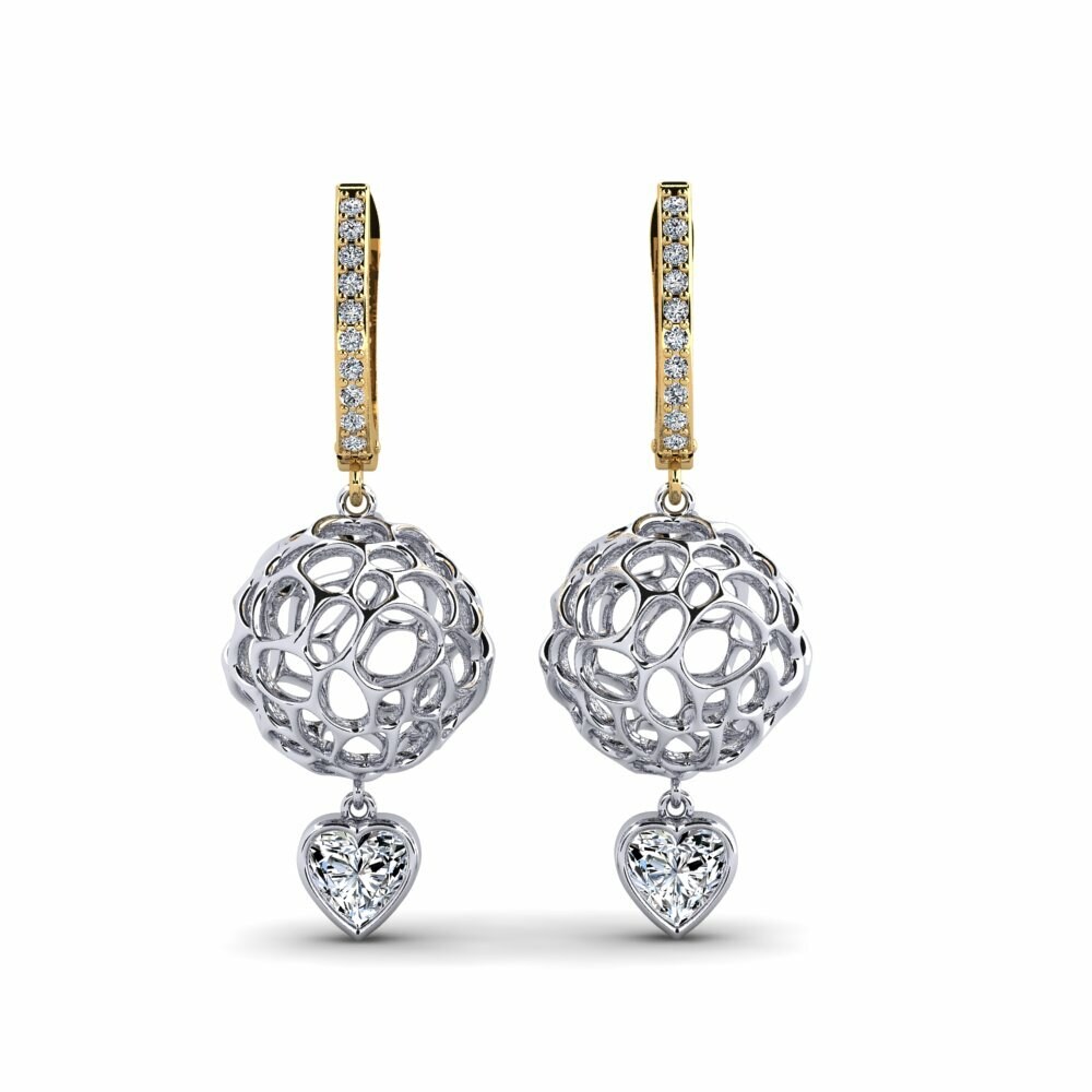 14k Oro Amarillo & Blanco Pendiente de mujer Accourir